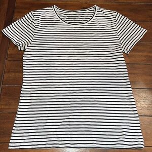J.CREW FACTORY Studio Tee size Small, white and navy blue stripes
